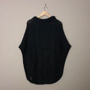 Navy blue knit cozy poncho